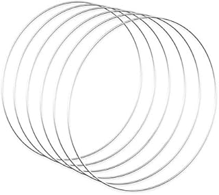 Worown 6pcs 20cm Floral Wreath Hoops, Silver Metal Rings for Making Wedding Wreath Decor and Wall Hanging Craft