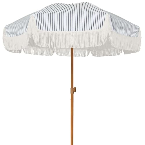 Parasol de plage à franges de 2,1 m avec inclinaison et protection UPF50+