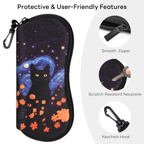 Image of Sunglasses Case with Belt Clip, Ultra Light Neoprene Zipper Soft Padded Glasses Case for Women Men