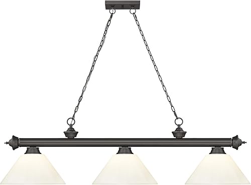 Miniatura 12 de Z-Lite 2306-3RB-PWH - Colgante de billar con cordón, 3 luces, 180 vatios totales, latón frotado
