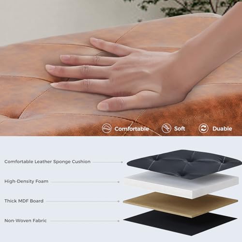 image for DUMOS Foldable Storage Ottoman Bench 43in, Foot Rest Stool, Synthetic 