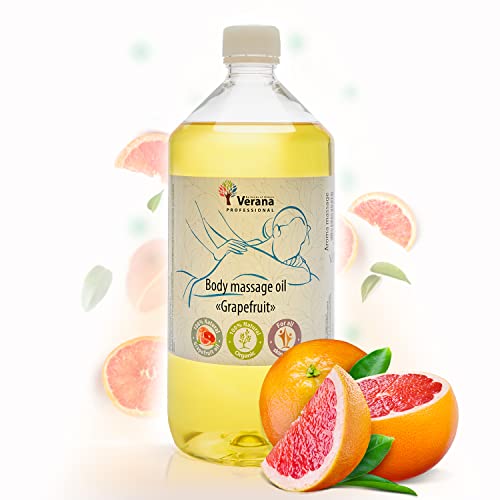 Verana Grapefruit Massage-Öl, Naturkosmetik Körper-Öl, Alle Haut, Pflegende Massage, Aromatherapie, Anti Aging, Antiseptikum, Anti Cellulite (1L)