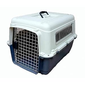 Smart Pups Heavy Duty Dog Airline Travel Flight Crate Carrier Kennel, Cage for Pet IATA Approved (Grey and White,24)