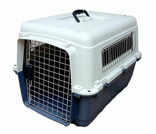 Smart Pups Heavy Duty Dog Airline Travel Flight Crate Carrier Kennel, Cage for Pet IATA Approved (Grey and White,24)