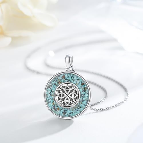 KiiKii Moon Necklace for Women 925 Sterling Silver Turquoise Celtic Knot Witches Knot Pendant Fine Jewelry Gifts for Wife Mom Daughter2
