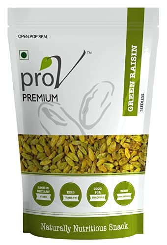Image of ProV Premium Green Raisins 250g - Iron Rich, Sweet & Tasty & Black Raisins 250g - High Antioxidant, Natural Sweetness, Energy Booster - Chef Sanjeev Kapoor's Choice