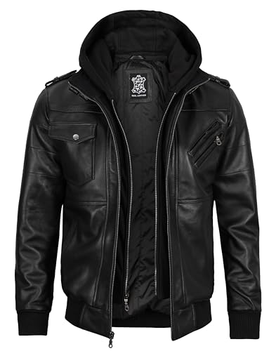 Decrum Detachable Hooded Leather Jacket Men - Casual Leather Jackets for Men with Hood2