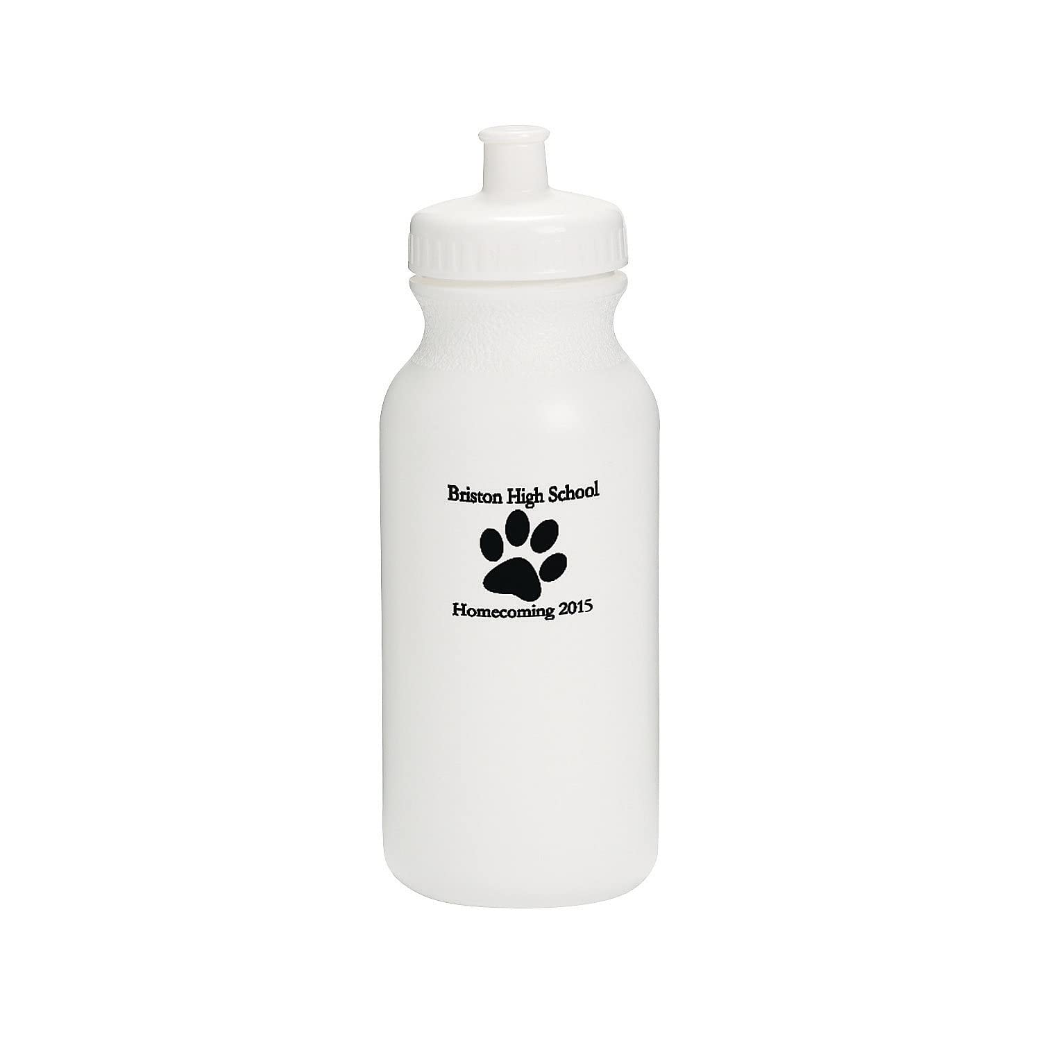 Fun Express Opaque White Paw Print Personalized Plastic Water Bottles - 50 Ct - Party Supplies - 50