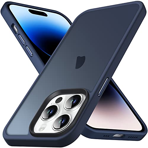 Coque iPhone 14 Pro bleu foncé anti-choc et anti-traces Anqrp