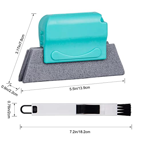 Y8Hm Magic Window Groove Cleaning Brush Sets, 4 Pack Hand-Held Crevice Window Track Cleaning Brushes With 8 Pieces Replacement Scouring Cloth + 1 Pieces 2 In 1 Dustpan Cleaning Brushes #TOP5