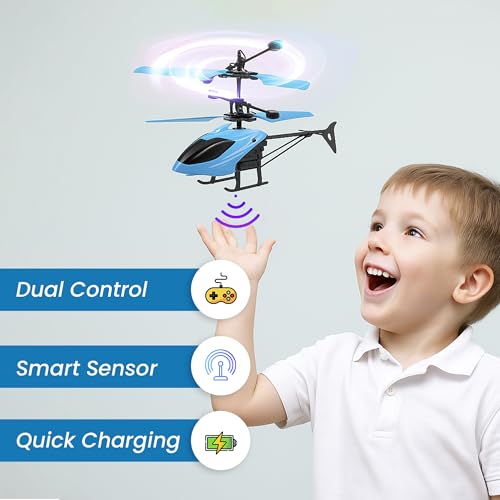 Image of Hand Controlled RC Helicopter | Infrared Gesture Sensor | Altitude Hold | Rechargeable Flying Toy for Kids & Adults | USB Charging | Indoor Outdoor | Multicolor