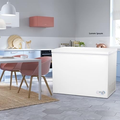 Image of Electactic 10 Cu.Ft Chest Freezer, 7-Grade Temperature, Small Deep Freezer with Removable Basket Free Standing Top open Door Perfect for Home Dorm, Office, Kitchen (White)