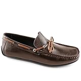 MJNY Mens Casual Comfortable Genuine Leather Lightweight Driving Moccasins Classic Fashion Tie-Bow Loafer Slip On Breathable Driving Loafer Brown Grainy 8