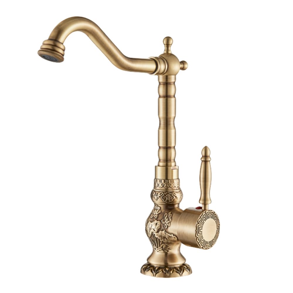 Robinet en laiton antique haut mitigeur de cuisine vintage et élégant pour évier chic