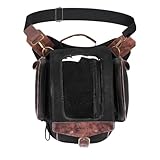 KEMIMOTO Motorcycle Tank Bag, Retro Expandable Storage Thigh Bag Leg Bag with Leg Strap, Waterproof Touch Screen Protector for Mobile Phones, Oil Waxed Canvas Material, Black 8.5L