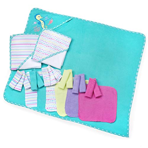 Image of Spasilk Baby 23 Piece Bath Hooded Towels and Washcloths Set for Newborn Boys and Girls