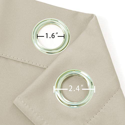 Image of LEMOMO Light Beige Blackout Curtains 66 x 63 Inch Length /Set of 2 Curtain Panels /Thermal Insulated Room Darkening Blackout Curtains for Bedroom