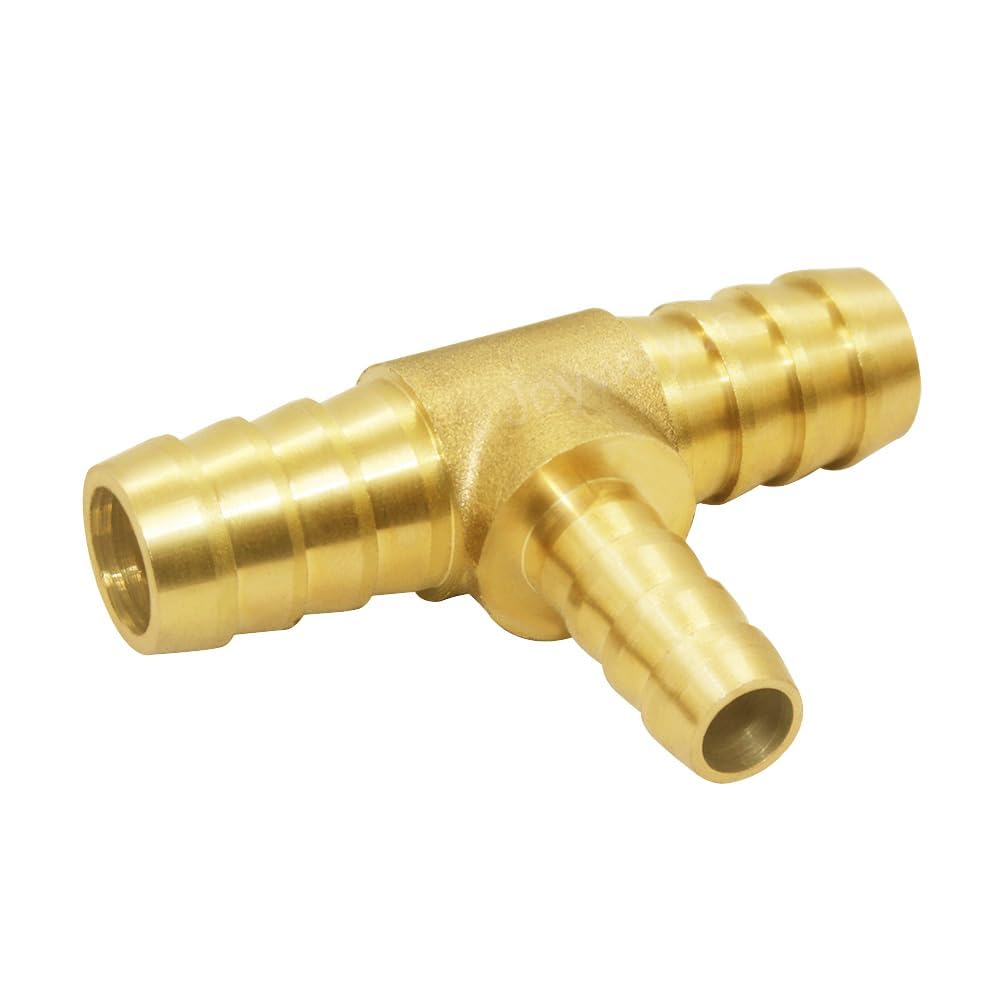 Joywayus 1/2"x1/4"x1/2" Hose Reduce Barb Tee 3 Way Union Fitting Intersection/Split Brass Water/Fuel/Air