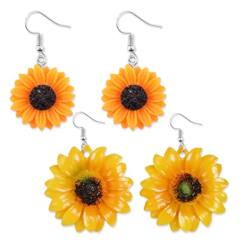 RELKLYU 2 Pares De Pendientes De Girasol, Pendientes De Diseño Creativo, Pendientes Acrílicos, Aretes Divertidos, Accesorios De Ropa.