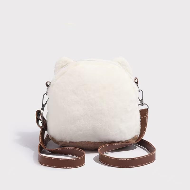 Plush Bag with Cat Design Shoulder Bag Handbag for Girls Novelty Kawaii Purse4