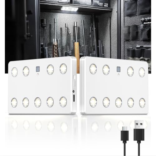 Image of VST 9-LED Motion Sensor Cabinet Light, Ultra-Thin Magnetic Under Cabinet Light, USB Rechargeable, Warm White, 2-Pack, Ideal for Cupboards, Gun Safe, Closet, Car Trunk, Kitchen, Garage,Pantry,Wardrobe