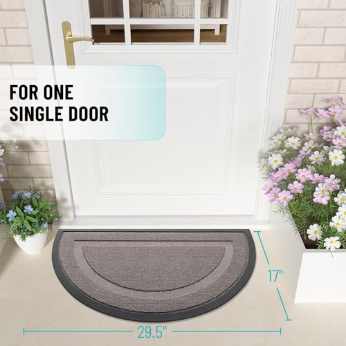 Image of OLANLY Half Circle Door Mat Indoor Outdoor Entrance Welcome, Waterproof All-Season, All-Weather Doormat, Sturdy Natural Rubber, Low Profile, Easy Clean Patio Porch Entryway Mat, 29.5x17, Taupe