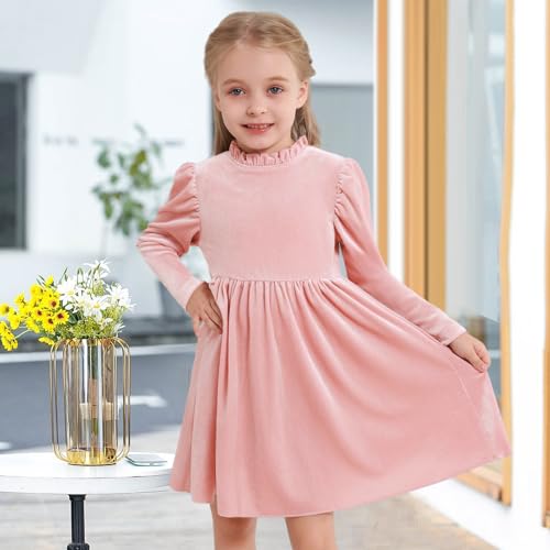 Toddler Girls Velvet Dress Puff Long Sleeve Lace Collar Halloween Party Dresses Baby Fall Winter Clothes 2-7T4