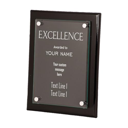 Personalized Excellence Plaque Award, Fully Customizable 8x10 Floating Glass Plaques, Business Awards for Employee Recognition Dedication
