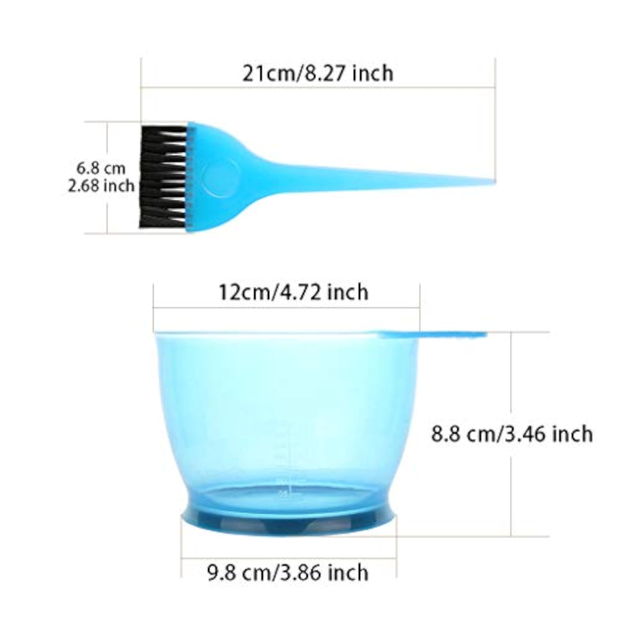 Salon Hair Color Dye Bowl Comb Brush Set, Blue
