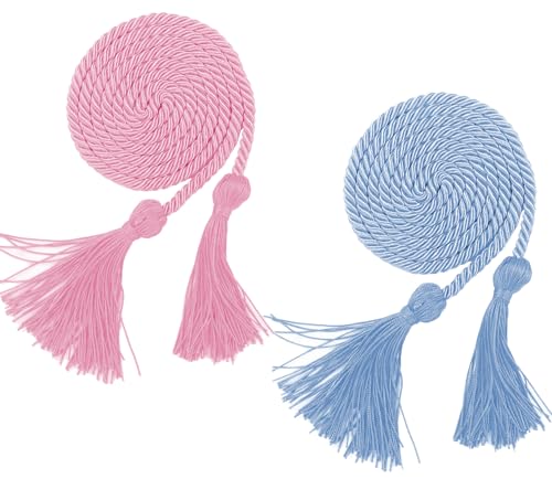 Image of Double Graduation Honor Cords - Sky Blue and Pink,68 inch Long