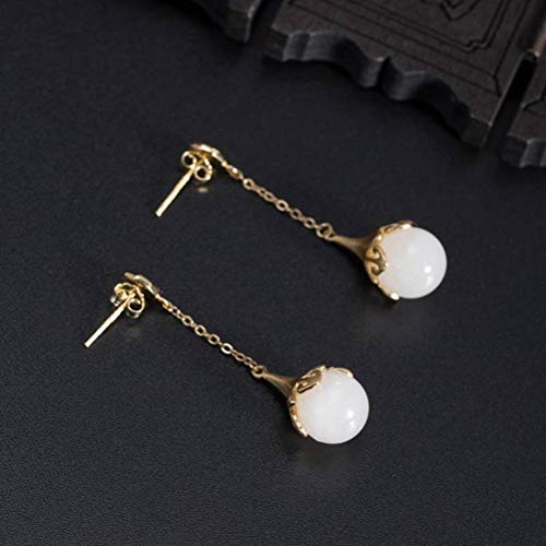 Boucles d'oreilles s925 en argent fin et boule de néphrite - 5