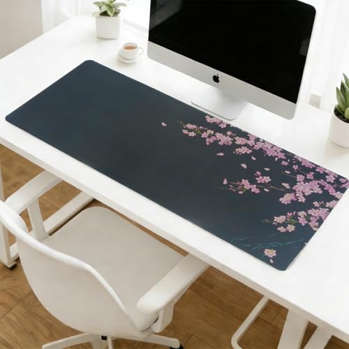 RIDESAIPU マウスパッド さくら 桜 和風 水彩画 フルデスク マウスパッド デスクパッド 特大 可愛い ゲーミングマウスパッド 耐水性 900x400x3mm デスク保護 在宅ワーク オフィス
