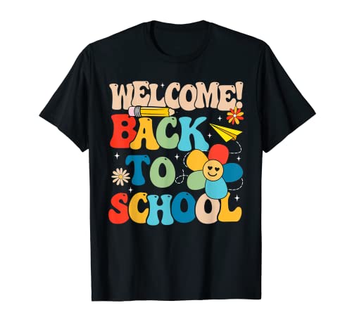 Groovy Welcome Back School Teacher Kids Retro Back To School T-Shirt
