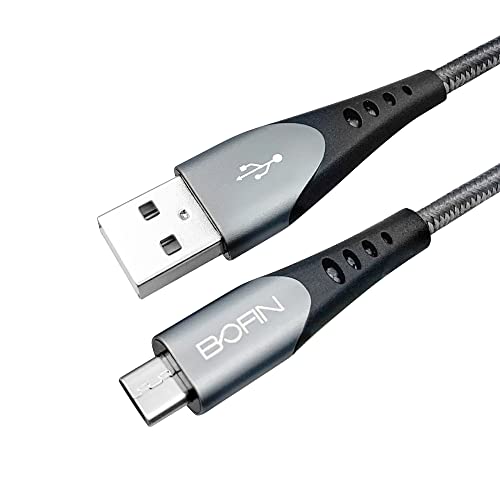 BOFIN Micro USB auf USB A Kabel 2M Android Kabel Nylon Geflochtenes USB Kabel Schnelles USB Ladekabel Kompatibel mit Samsung HTC, Huawei, Sony, Nexus, Nokia, PS4 Controller und mehr