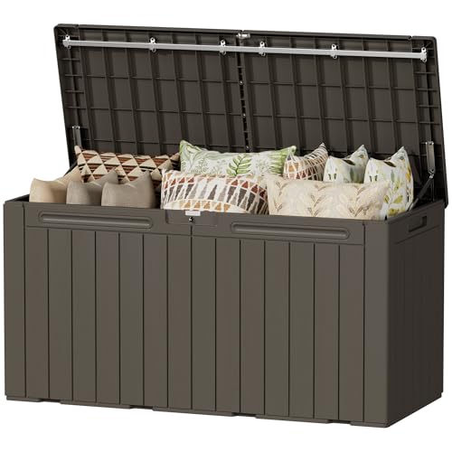 Image of Devoko 100 Gallon Outdoor Storage Box, Waterproof Deck Box Lockable