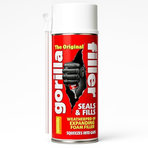 The Original Gorilla Filler 500ml Weatherproof Expanding Foam - Professional Grade Gap Filler & Sealant for Wood, Metal, Brick, Stone - Paintable, Sandable, Airtight Seal for Indoor & Outdoor Use