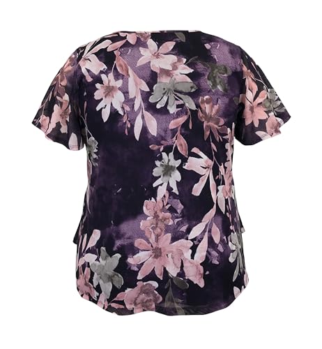 Image of LEEBE Women and Plus Size Printed Mesh Ruffle Top (Small-5X)
