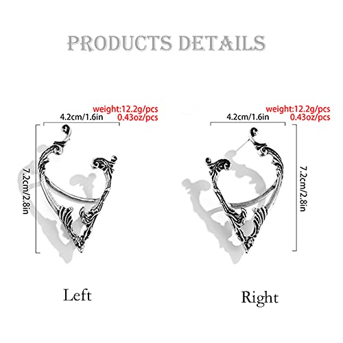 Wiwpar A Pair Of Silver Ear Cuffs For Halloween Easter Elf Cosplay Jewelry Trendy Gothic Elf Clip Pierced Earrings For Women Teen Girls (Retro Silver) #TOP5