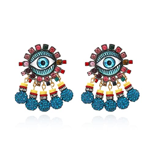 Boucles d'oreilles œil bleues pendantes pour vos tenues d'été