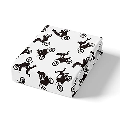 Feelyou 5Pcs Motocross Rider Bed Sheets Twin Size & Set Of 2 Dirt Bike Throw Pillow Covers 22X22 Inches #TOP4