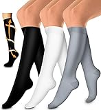 Laite Hebe compression socks,Black+White+Grey,S/M (3 pairs)