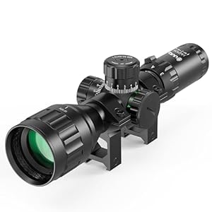 UUQ 3-9×32 Tactical Rifle Scopes,Front AO (Parallax Adjustment) Red Green Illuminated, Mil-dot Reticle,Locking/Hold Zero Turrets, High Profile Mount Rings