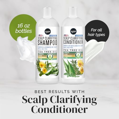 Puriya Tea Tree Clarifying Shampoo. Plant Rich Dry Itchy Scalp Relief, for Kids, Adults, Sulfate Free, No Harsh Chemicals Seen in Dandruff Treatment, Seborrheic Dermatitis, Psoriasis Shampoo, 16 oz - Thumbnail 6