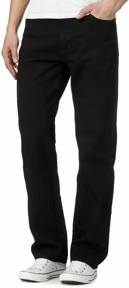 Mens Straight Leg Denim Jeans, Comfortable Hard Wearing Jean, Stylish & Classic Plain Fashion Trousers for Men Regular Fit Cotton Denim Pants