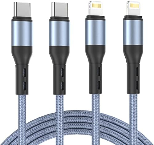 USB-C to Lightning Cable[Apple MFi Certified], 2Pack 6FT Nylon Braided iPhone Charger Fast Charging Cable iPhone Charger Cord for iPhone 14 13 12 11 Pro Max Mini XS XR X 8 Plus, iPad, AirPods