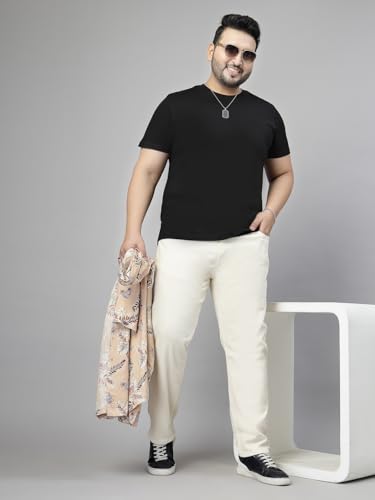 Image of Style Quotient Men Plus Size Black Tapered Fit Mid Rise Stretchable Jeans