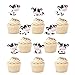 Cow Cupcake Toppers, MOO Cow Cupcake Picks for Farm Animal Theme 1st Birthday Baby Shower Party, Set of 48