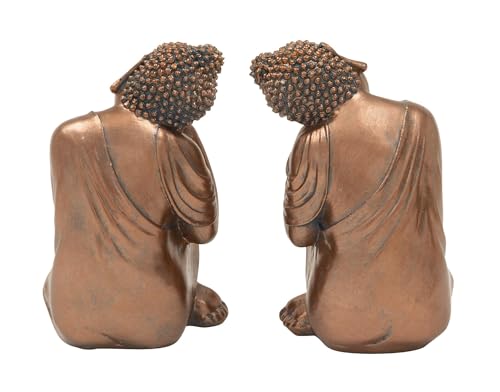 Figura decorativa set de 2 Buda polystone 15 cm x 15 cm x 23 cm miniatura 3