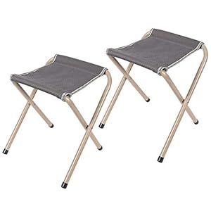 REDCAMP Folding Camp Stools for Adults Heavy Duty, 15 Inch Tall Lightweight Portable Backpacking Stool Seat 300lbs Capacity, Blue and Grey 2 Pack