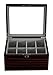 TIMELYBUYS Ebony Wood Display Case for 8 Belts and Accessories Storage Organizer Box for Dresser, Nightstand, Closet Father's Day Gift